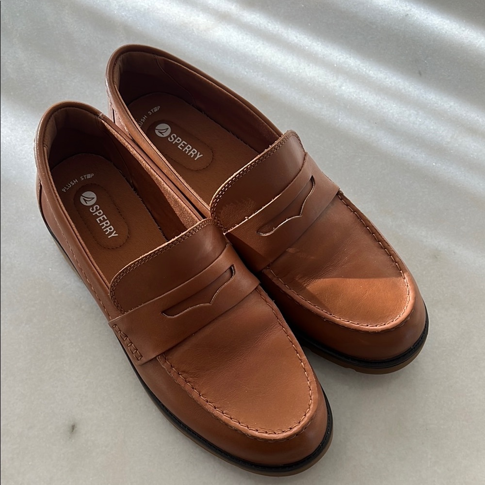 Sperry Brown Leather Slip-On Loafers (Lug Sole)